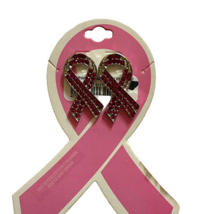 Pink Ribbon Rhinestone earrings